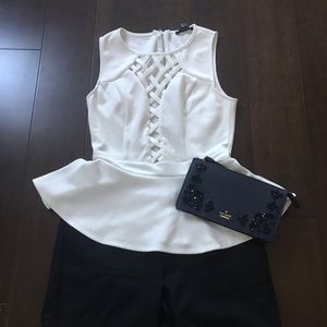 White peplum top
